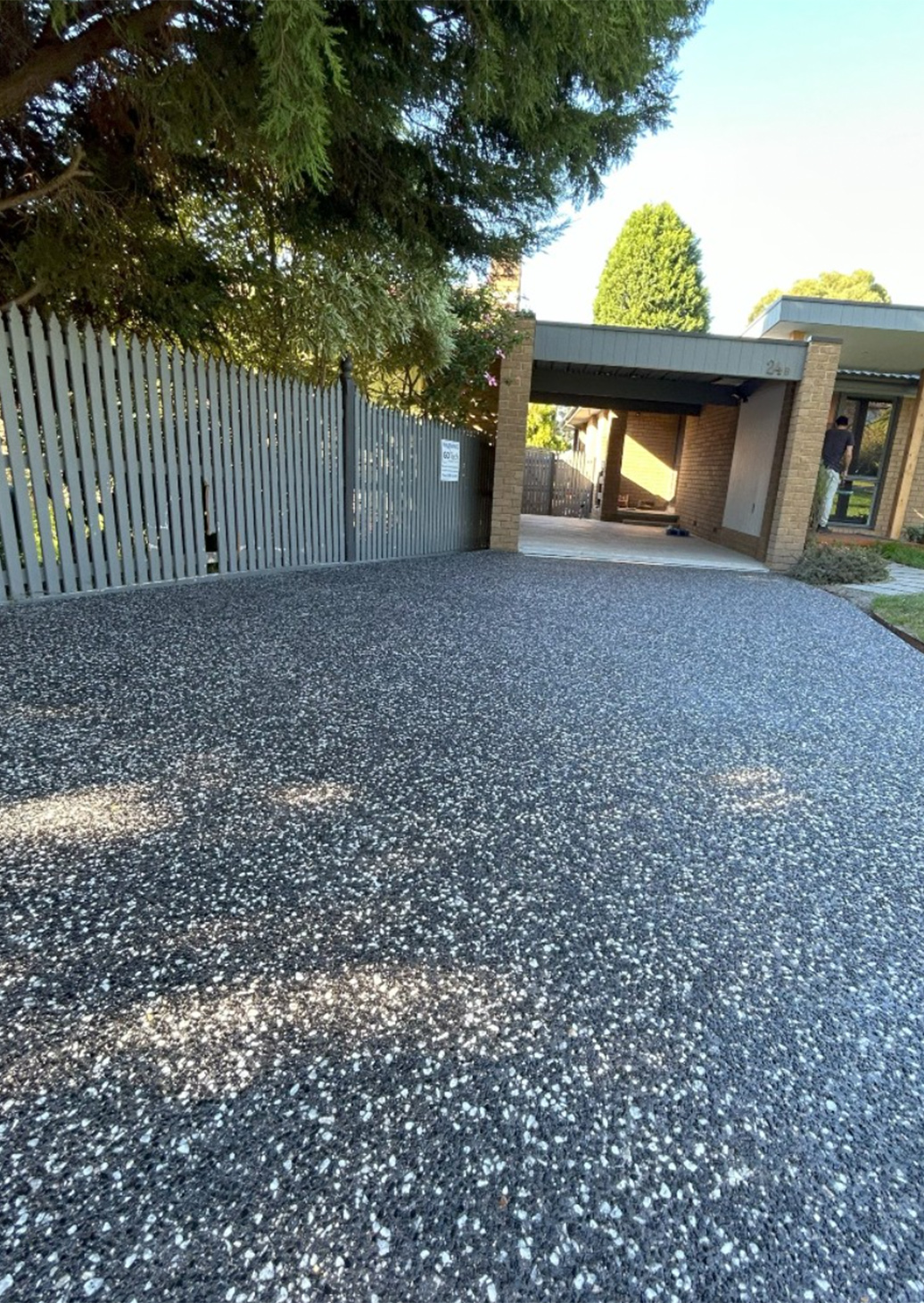 Exposed aggregate driveway by N&F Concrete